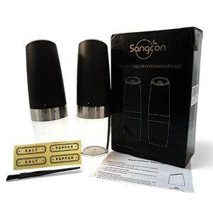 Sangcon Gravity Electric Salt and Pepper Grinder Set Shakers Model: KDL-546X-2B